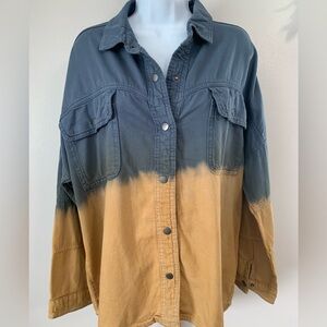 Elan Blue and Tan Ombre Button-Up Jacket